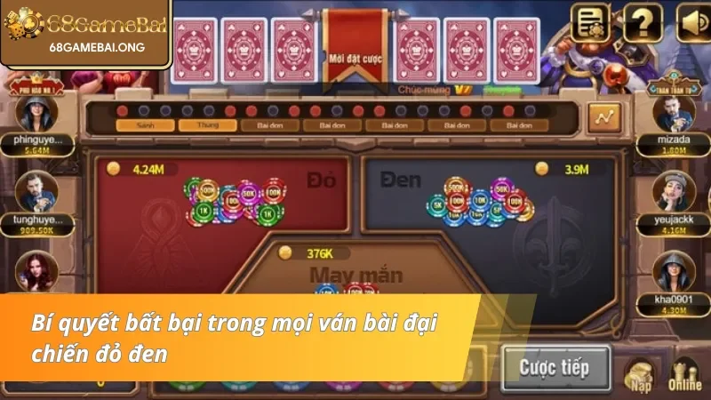 Bí kíp chiến trắng khi tham gia đại chiến đỏ đen 68 Game Bài